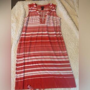Soho Apparel Red and White Striped Midi Dress